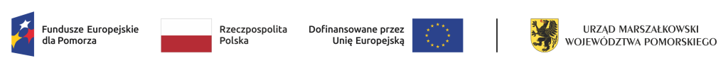 Belka: Logotyp Fundusze Europejskie dla Pomorza, Rzeczpospolita Polska, Dofinansowane przez Unię Europejską, Urząd Marszałkowski Województwa Pomorskiego.