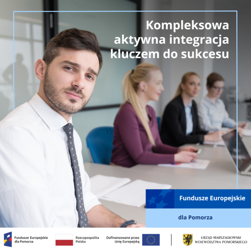 Młody mężczyzna w środowisku biznesowym. Projekt "Kompleksowa aktywna integracja kluczem do sukcesu".